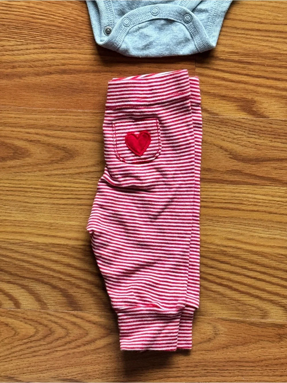 Carter's Gray Long-Sleeve Heart Bodysuit & Pink Striped Pants Set - Picture 3 of 3